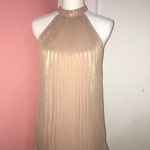 Nude halter top w gold glitter✨